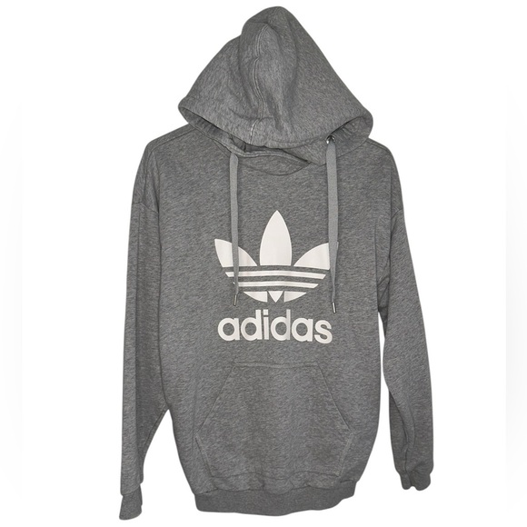 Adidas Originals Trefoil Gray White Hoodie Sweatshirt Women’s Size XS Sporty - Picture 1 of 9